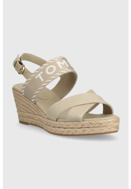 Tommy Hilfiger Сандали SEASONAL WEBBING MID WEDGE в бежово със скосена платформа FW0FW07091 - Pepit.bg