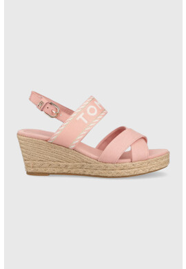 Tommy Hilfiger Сандали SEASONAL WEBBING MID WEDGE в розово със скосена платформа FW0FW07091 - Pepit.bg