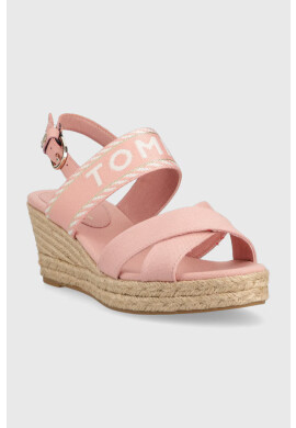 Tommy Hilfiger Сандали SEASONAL WEBBING MID WEDGE в розово със скосена платформа FW0FW07091 - Pepit.bg