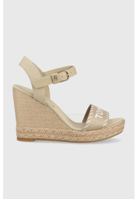 Tommy Hilfiger Сандали SEASONAL WEBBING WEDGE в бежово с платформа FW0FW07088 - Pepit.bg