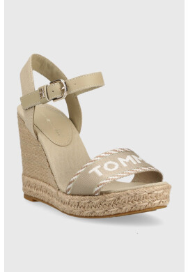 Tommy Hilfiger Сандали SEASONAL WEBBING WEDGE в бежово с платформа FW0FW07088 - Pepit.bg