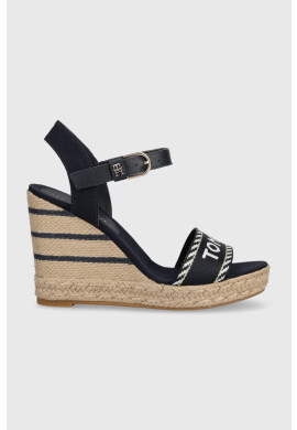 Tommy Hilfiger Сандали SEASONAL WEBBING WEDGE в тъмносиньо с платформа FW0FW07088 - Pepit.bg