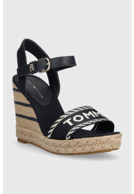 Tommy Hilfiger Сандали SEASONAL WEBBING WEDGE в тъмносиньо с платформа FW0FW07088 - Pepit.bg
