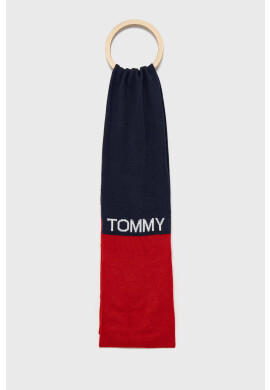 Tommy Hilfiger Шал с вълна в тъмносиньо с десен - Pepit.bg