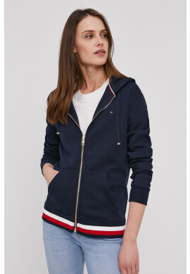 Tommy Hilfiger Суичър дамски в тъмносиньо с изчистен дизайн - Pepit.bg