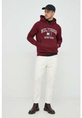Tommy Hilfiger Суичър в бордо с изчистен дизайн - Pepit.bg