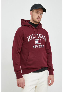 Tommy Hilfiger Суичър в бордо с изчистен дизайн - Pepit.bg