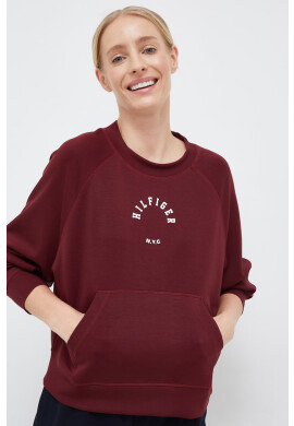 Tommy Hilfiger Суичър в бордо с принт - Pepit.bg