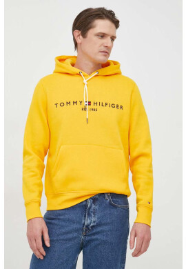 Tommy Hilfiger Суичър в жълто с качулка с апликация - Pepit.bg