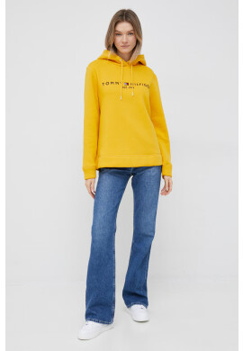 Tommy Hilfiger Суичър в жълто с качулка с апликация - Pepit.bg