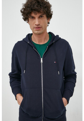 Tommy Hilfiger Суичър в тъмносиньо с качулка с изчистен дизайн - Pepit.bg