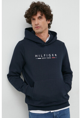 Tommy Hilfiger Суичър в тъмносиньо с качулка с принт - Pepit.bg