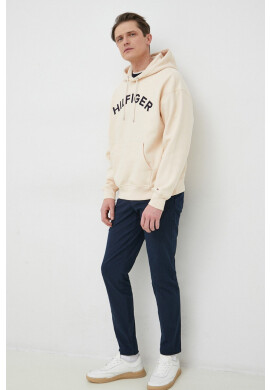 Tommy Hilfiger Суичър в бежово с качулка с апликация - Pepit.bg