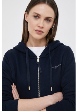 Tommy Hilfiger Суичър в тъмносиньо с качулка с изчистен дизайн - Pepit.bg