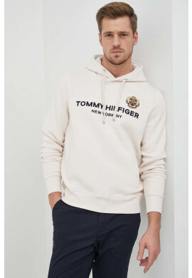 Tommy Hilfiger Суичър в бежово с качулка с апликация - Pepit.bg