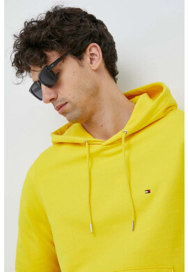 Tommy Hilfiger Суичър в жълто с качулка с изчистен дизайн - Pepit.bg