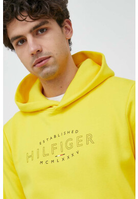 Tommy Hilfiger Суичър в жълто с качулка с принт - Pepit.bg