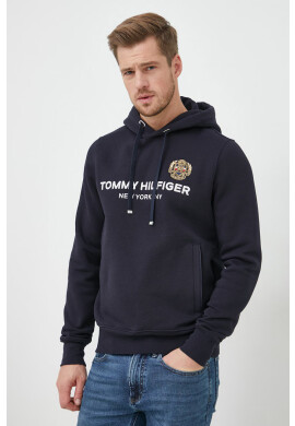 Tommy Hilfiger Суичър в тъмносиньо с качулка с апликация - Pepit.bg