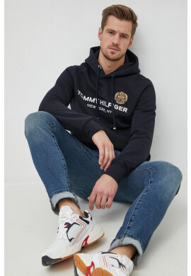 Tommy Hilfiger Суичър в тъмносиньо с качулка с апликация - Pepit.bg