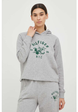 Tommy Hilfiger Суичър в сиво с качулка с принт - Pepit.bg