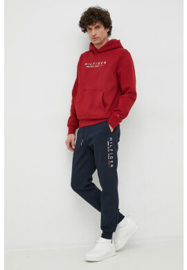 Tommy Hilfiger Суичър в бордо с качулка с принт - Pepit.bg