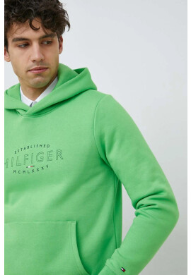 Tommy Hilfiger Суичър в зелено с качулка с принт - Pepit.bg