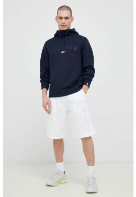 Tommy Hilfiger Суичър в тъмносиньо с качулка с десен - Pepit.bg