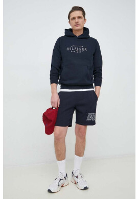 Tommy Hilfiger Суичър в тъмносиньо с качулка с принт - Pepit.bg