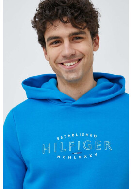 Tommy Hilfiger Суичър в синьо с качулка с принт - Pepit.bg