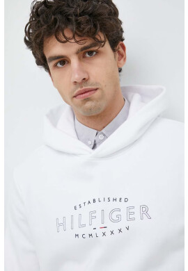 Tommy Hilfiger Суичър в бяло с качулка с принт - Pepit.bg