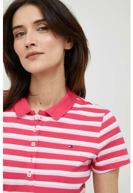Tommy Hilfiger Тениска с яка в розово с яка тип peter pan - Pepit.bg
