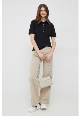Tommy Hilfiger Тениска с яка в черно - Pepit.bg