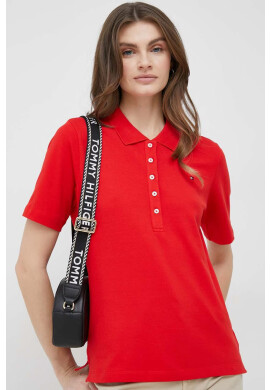 Tommy Hilfiger Тениска с яка в червено - Pepit.bg