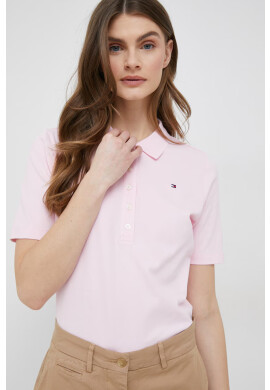 Tommy Hilfiger Тениска с яка в розово - Pepit.bg