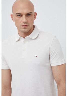 Tommy Hilfiger Тениска с яка в бяло с изчистен дизайн - Pepit.bg