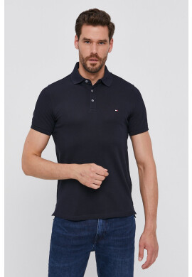 Tommy Hilfiger Тениска с яка мъжка в тъмносиньо с изчистен дизайн - Pepit.bg