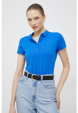 Tommy Hilfiger Тениска с яка в лилаво с яка тип peter pan - Pepit.bg
