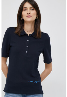 Tommy Hilfiger Тениска с яка в тъмносиньо - Pepit.bg