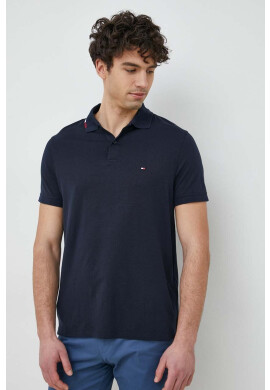 Tommy Hilfiger Тениска с яка в тъмносиньо с изчистен дизайн - Pepit.bg