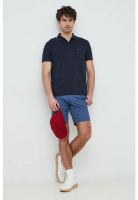 Tommy Hilfiger Тениска с яка в тъмносиньо с изчистен дизайн - Pepit.bg