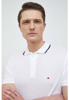 Tommy Hilfiger Тениска с яка в бяло с изчистен дизайн - Pepit.bg