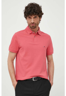 Tommy Hilfiger Тениска с яка в розово с изчистен дизайн - Pepit.bg