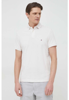 Tommy Hilfiger Тениска с яка в бежово с изчистен дизайн - Pepit.bg