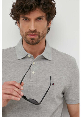 Tommy Hilfiger Тениска с яка в сиво с изчистен дизайн - Pepit.bg