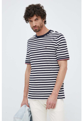 Tommy Hilfiger Тениска с лен в тъмносиньо с десен - Pepit.bg