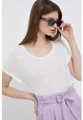 Tommy Hilfiger Тениска с лен в бяло - Pepit.bg
