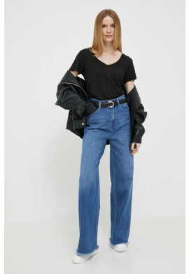 Tommy Hilfiger Тениска с лен в черно - Pepit.bg