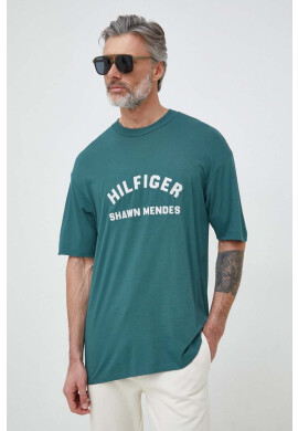 Tommy Hilfiger Тениска x Shawn Mendes мъжка в тюркоазено с принт - Pepit.bg