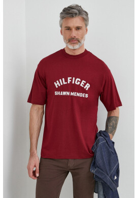 Tommy Hilfiger Тениска x Shawn Mendes мъжка в бордо с принт - Pepit.bg