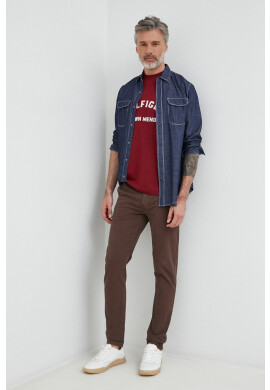 Tommy Hilfiger Тениска x Shawn Mendes мъжка в бордо с принт - Pepit.bg